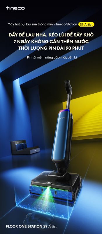 Máy hút bụi lau sàn khô ướt Tineco FLOOR ONE STATION S9 Artist sở hữu nhiều công nghệ nâng cấp.
