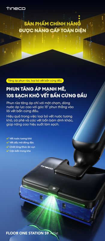 máy hút bụi lau sàn khô ướt FLOOR ONE STATION S9 Artist nâng tầm nhờ hệ thống phun tăng áp HydroBurst chuyên dụng 