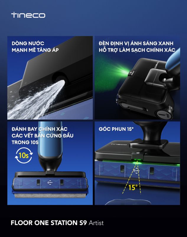máy hút bụi FLOOR ONE STATION S9 Artist có hệ thống phun tăng áp HydroBurst chuyên dụng