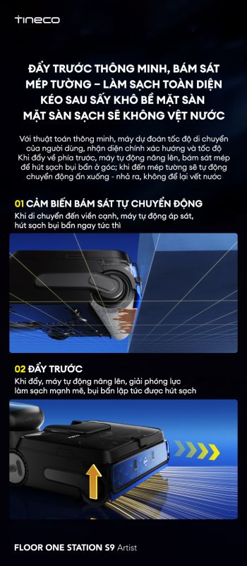 máy hút bụi lau sàn khô ướt STATION S9 Artist có cảm biến TMR siêu nhạy