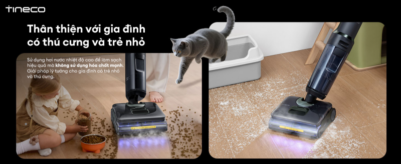 Đột phá công nghệ HyperSteam 160°C, Tineco FLOOR ONE i7 Steam sở hữu sức mạnh diệt khuẩn từ hơi nước nóng 160 độ C.