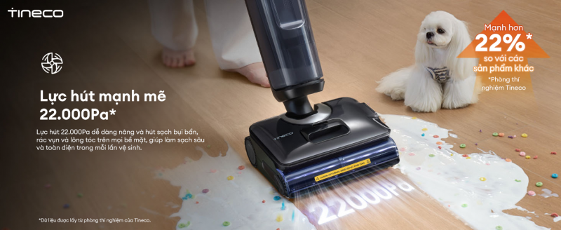 Máy hút bụi lau sàn khô ướt Tineco FLOOR ONE i7 Steam sở hữu lực hút 22.000Pa